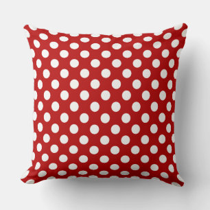 Awesome Vibrant Red and White Polka Dot Pattern Cushion