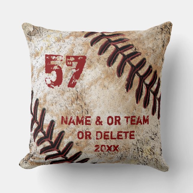 Awesome Vintage Baseball Throw Pillow Personalised (Front)