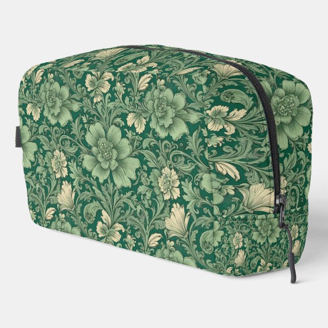 Awesome Vintage Green Floral Pattern  Dopp Kit (Right Corner)