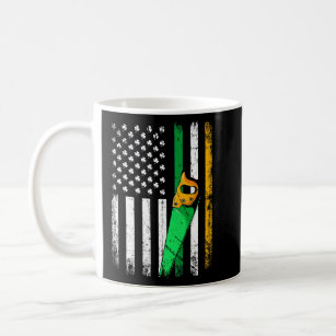Awesome Vintage Irish Woodworking American Flag St Coffee Mug