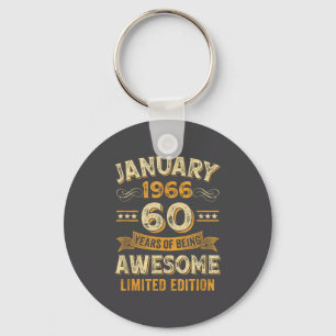 Awesome Vintage January 1966 60th Birthday Key Ring