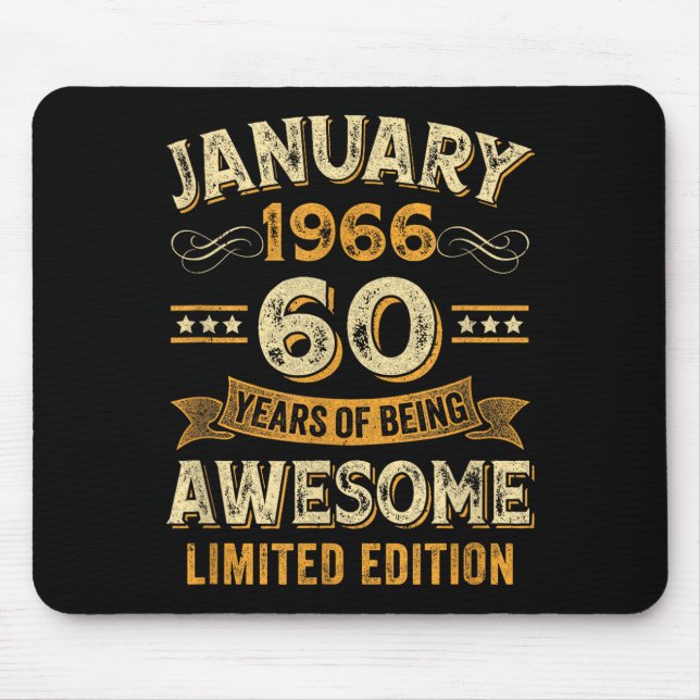 Awesome Vintage January 1966 60th Birthday  Mouse Pad (Front)