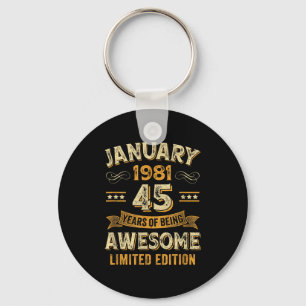 Awesome Vintage January 1981 45th Birthday  Key Ring