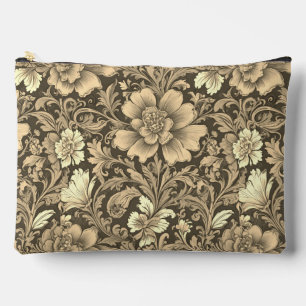 Awesome Vintage Sepia Floral Pattern Accessory Pouch