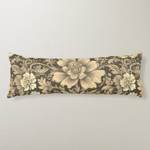 Awesome Vintage Sepia Floral Pattern  Body Cushion