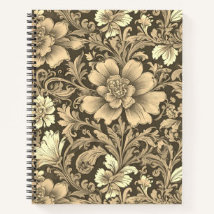 Awesome Vintage Sepia Floral Pattern  Notebook