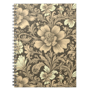 Awesome Vintage Sepia Floral Pattern  Notebook