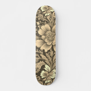 Awesome Vintage Sepia Floral Pattern  Skateboard