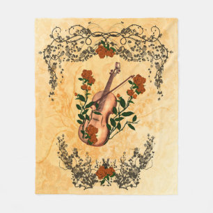 Awesome violin with violin bow fleece blanket