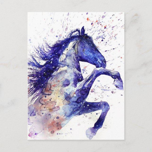 Awesome Watercolor Horse Painting Postcard (Front)