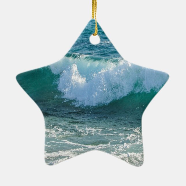 Awesome Wave sea shore nautical ocean nature Ceramic Ornament (Back)