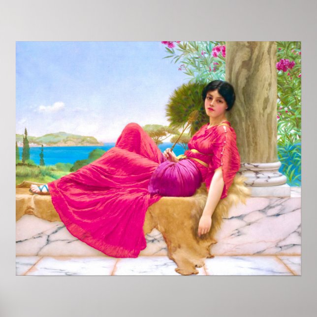 Awesome Woman in Fuchsia by John William Godward Poster (Front)