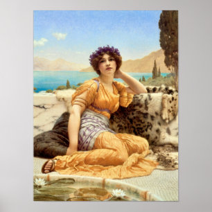 Awesome Woman in Orange by John William Godward Poster