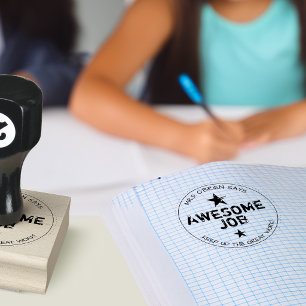 Awesome Work Personalised Teachers Rubber Stamp