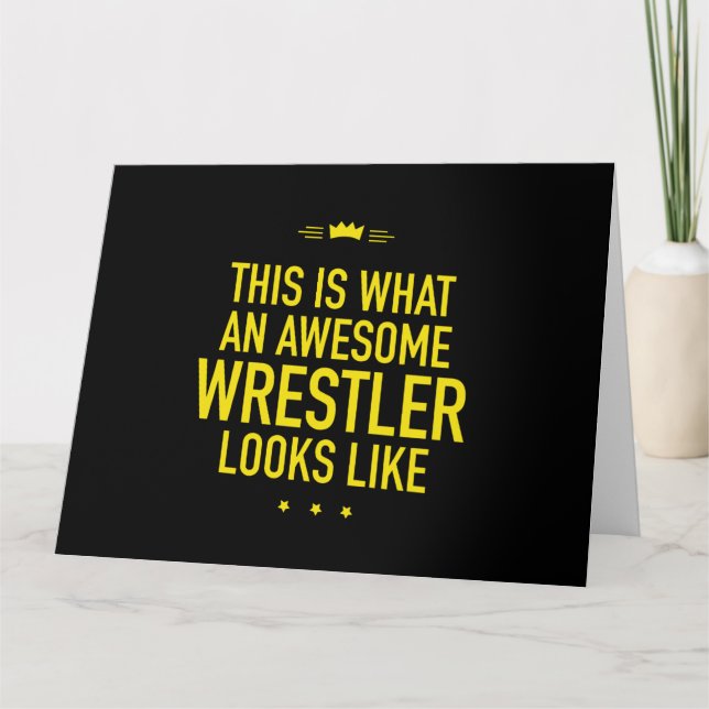 Awesome wrestler looks like funny wrestling grappl thank you card (Front)