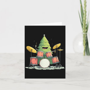Awesome Xmas Tree With Drums For Rocking Christmas Card