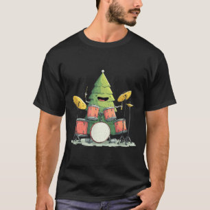 Awesome Xmas Tree With Drums For Rocking Christmas T-Shirt