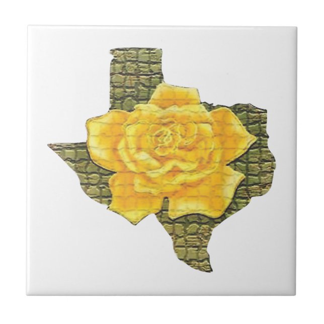 Awesome Yellow Rose Of Texas Pattern Flower Ceramic Tile (Front)