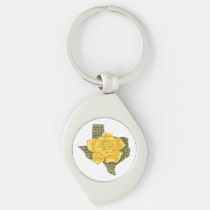 Awesome Yellow Rose Of Texas Pattern Flower Key Ring