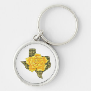 Awesome Yellow Rose Of Texas Pattern Flower Key Ring