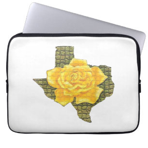 Awesome Yellow Rose Of Texas Pattern Flower Laptop Sleeve