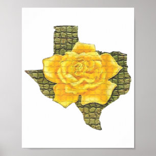 Awesome Yellow Rose Of Texas Pattern Flower Poster