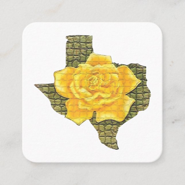 Awesome Yellow Rose Of Texas Pattern Flower  Square Business Card (Front)