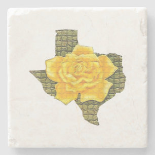 Awesome Yellow Rose Of Texas Pattern Flower Stone Coaster