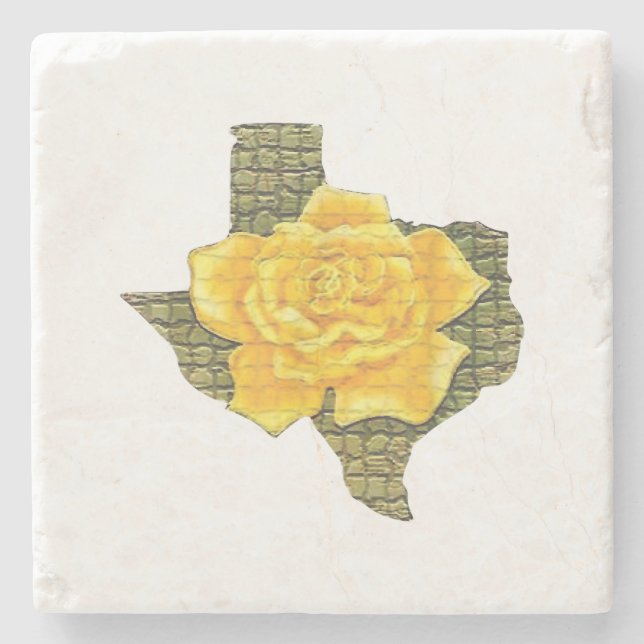 Awesome Yellow Rose Of Texas Pattern Flower Stone Coaster (Front)