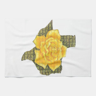 Awesome Yellow Rose Of Texas Pattern Flower Tea Towel