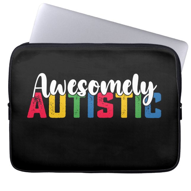 Awesomely Autistic Autism Biy Girl Family Laptop Sleeve (Front)