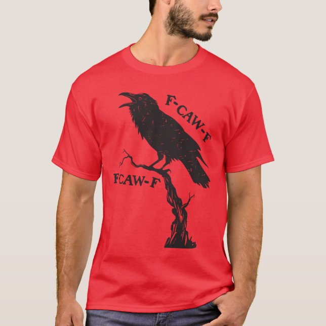 awF Black Crow Pun Funny Bird Cawing Grunge Long S T-Shirt (Front)