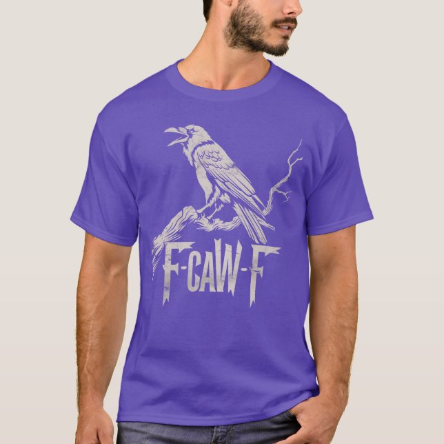 awF Black Crow Pun Funny Bird Cawing Grunge On Bac T-Shirt (Front)
