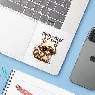 Awkward but Cute Racoon Hoodie Sticker