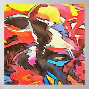 Awkward Cow Abstract Black Outline Art Poster