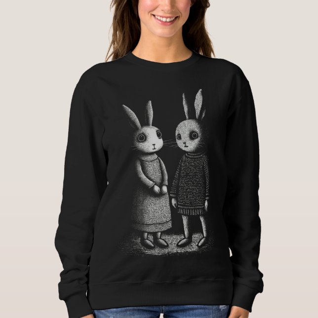 Awkward Creepy Bunny Rabbits Silently Judge You Sweatshirt (Front)