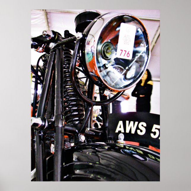 AWS 5. Vintage motorcycle front view Poster (Front)