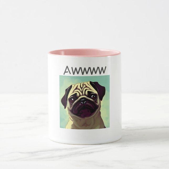 Aww brown eyes pug cute adorable puppy dog mug (Center)