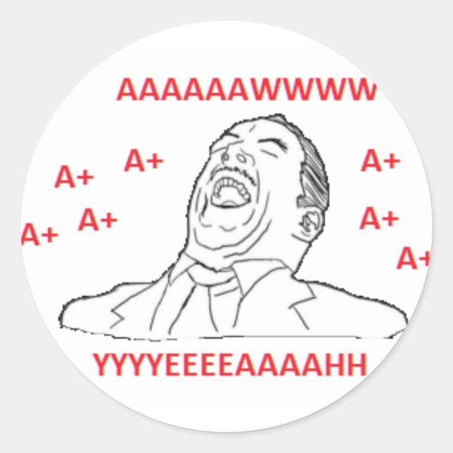 AWW YEAH A+ CLASSIC ROUND STICKER (Front)