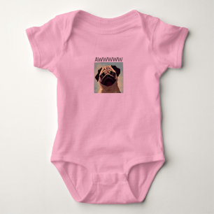 Awww cutest pug dog ever mug pug cute fun portrait baby bodysuit