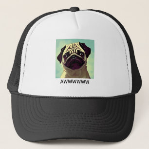 AWWW Cutest Pug Ever Puppy Dog Eyes Trucker Hat