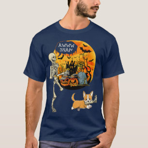 Awww Snap Halloween Corgi Dog Bring Broken Leg Of T-Shirt