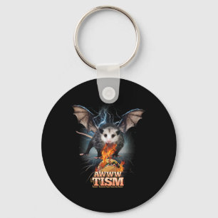 Awww Tism Funny Opossum Bat Spit Fire Opossum Meme Key Ring