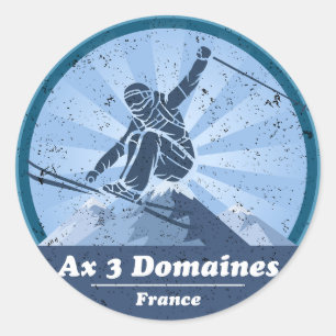 Ax 3 Areas Ski resort - Skiing Classic Round Sticker