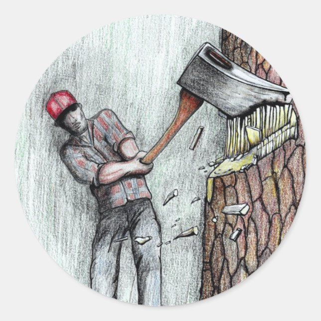 Ax Man no chainsaw Classic Round Sticker (Front)