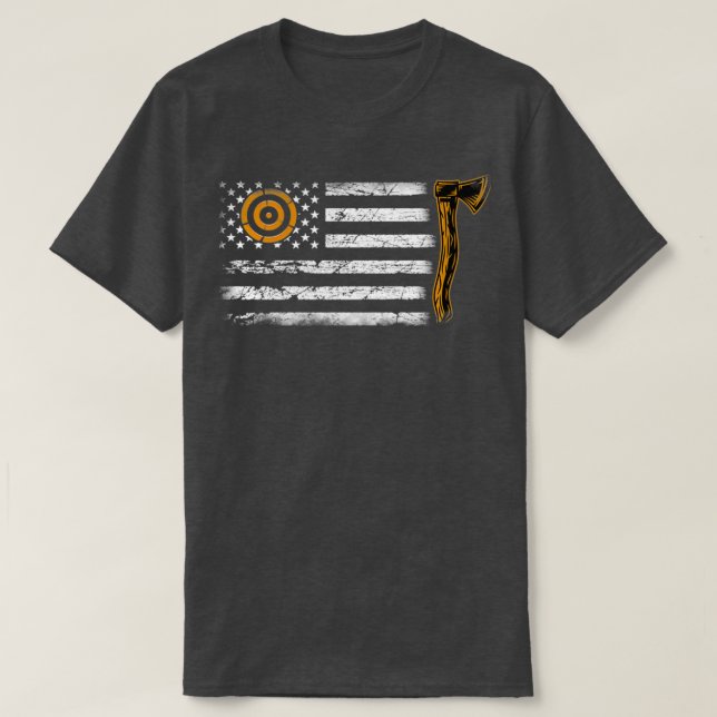 Ax Thrower Gifts American Flag Hatchet Funny Ax  T-Shirt (Design Front)