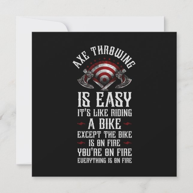 Ax Throwing Ax Throwing Is Easy Its Like Riding  Invitation (Front)