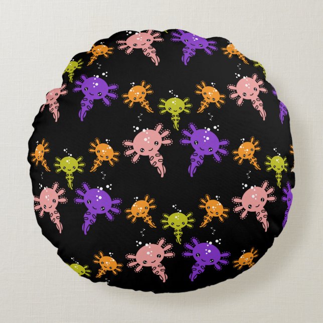 Axaotl Salamander Kids Gift Round Cushion (Front)