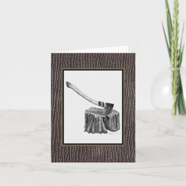 Axe and Stump Notecard (Front)