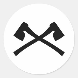 axe axe crossed icon classic round sticker